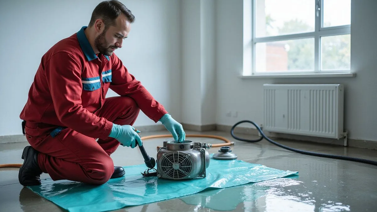 Comic pop-art four-step illustration of chemical wash: dismantle, soak, high-pressure jet, reassemble