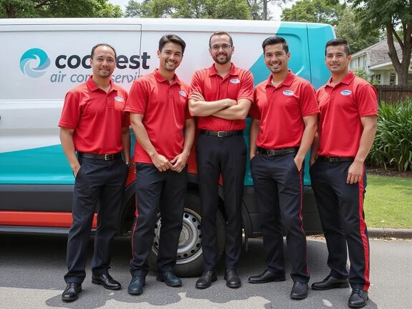 iCare Aircon team of technicians in branded uniforms