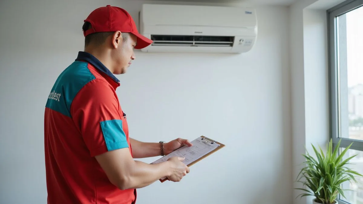 Comic-style timeline infographic showing 5 years with standard servicing and chemical overhaul milestones