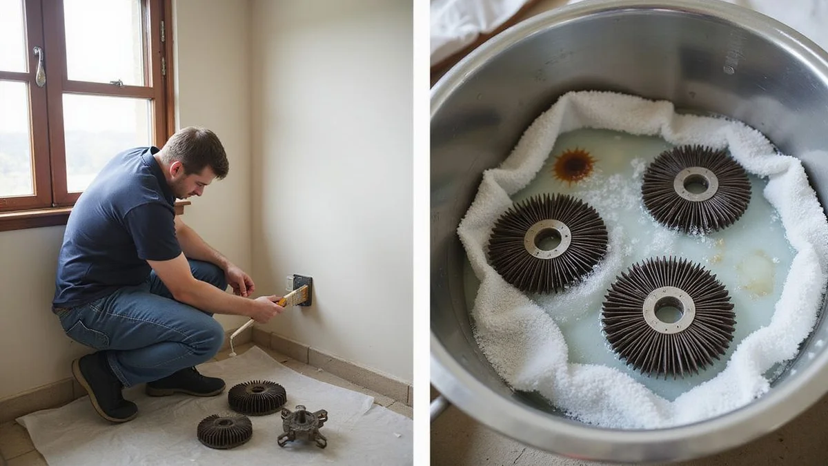 Comic pop-art comparison table graphic: Standard Servicing versus Chemical Wash with checkmarks